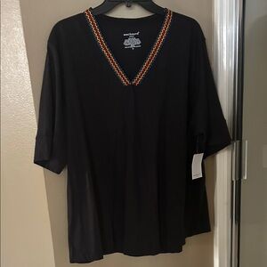 Westbound Black Top with Colorful V-Neck Trim